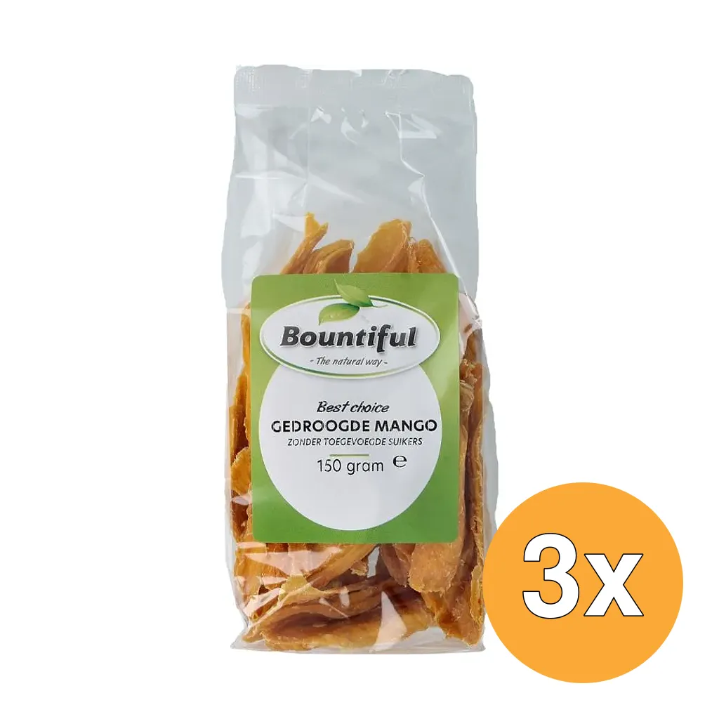 3x Bountiful Mango Gedroogd zonder Toegevoegde Suikers (150 gr)