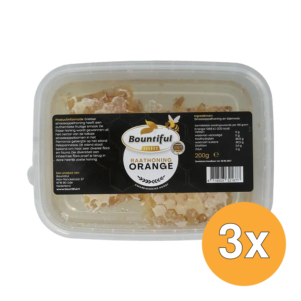 3x Bountiful Griekse Honingraat Sinaasappel (200 gr)