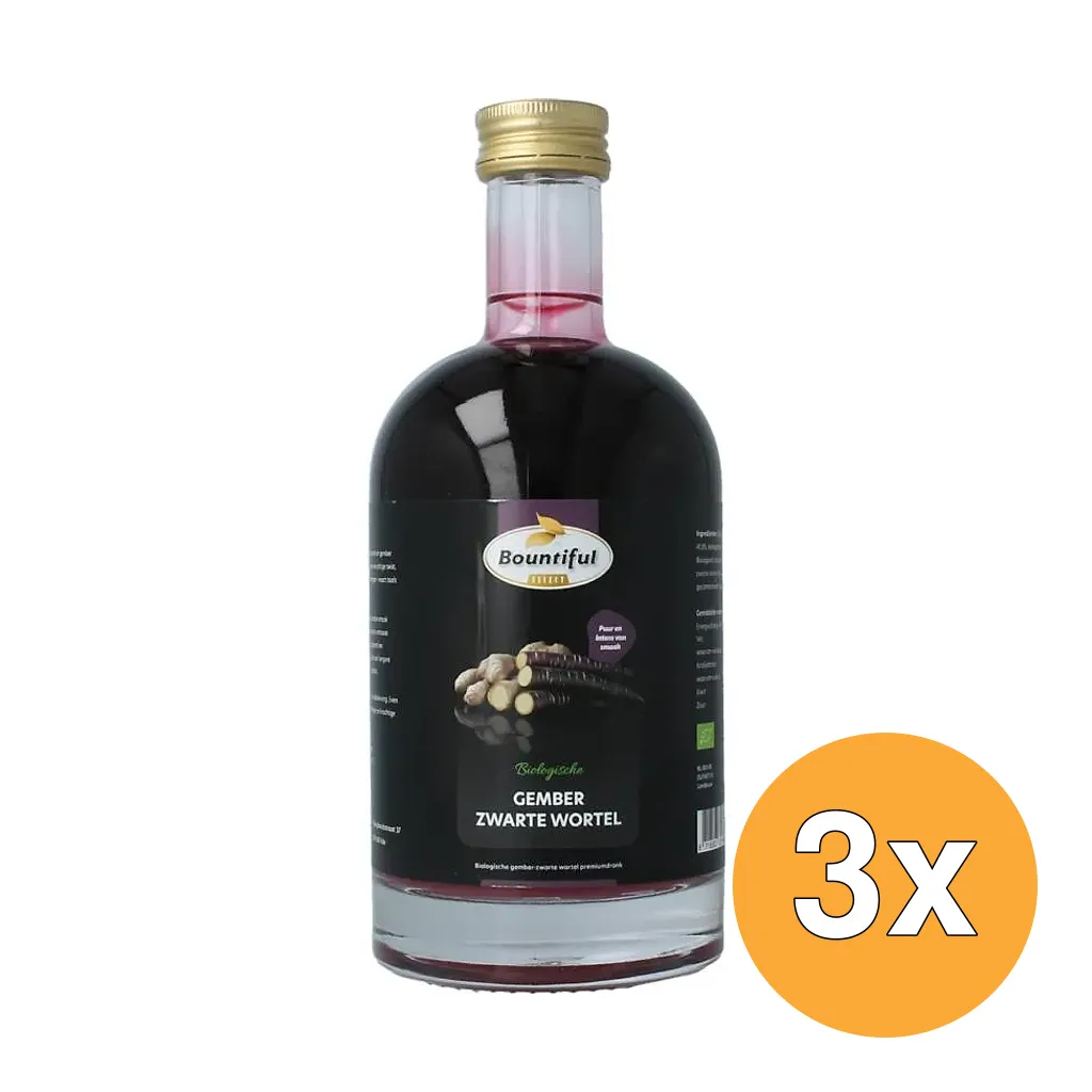 3x Bountiful Select Gember Sap Zwarte Wortel Bio (500 ml)