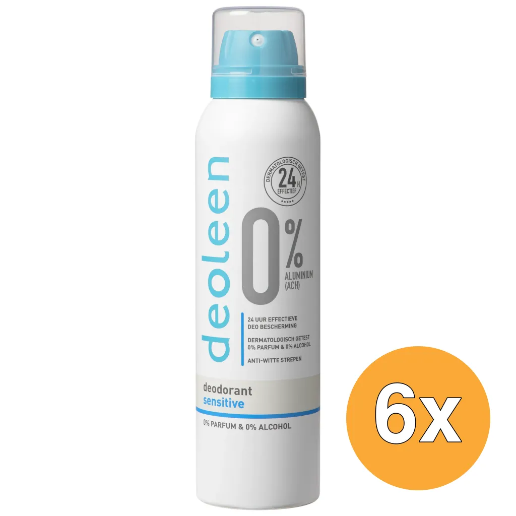 6x Deoleen Deodorant spray 0% sensitive (150 ml)