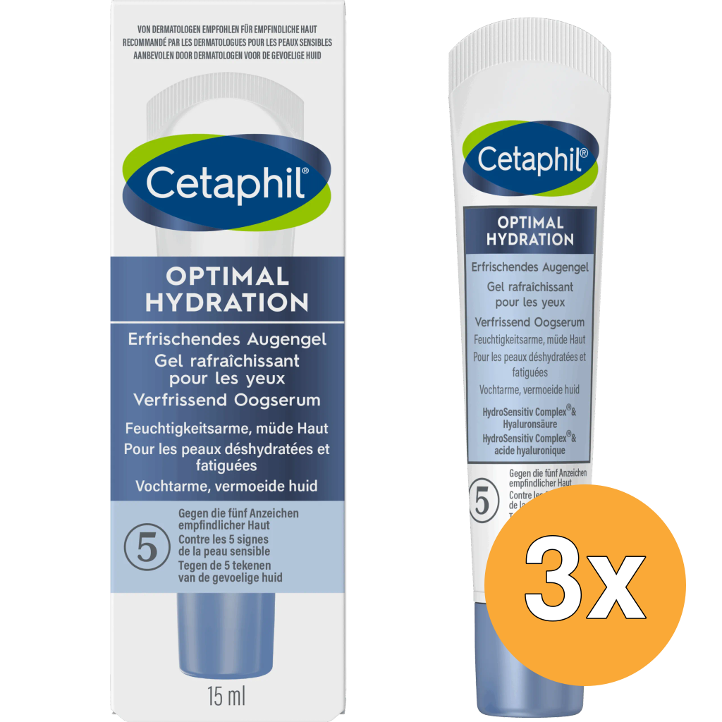 3x Cetaphil Optimal Hydration Verfrissend Oogserum (15 ml)