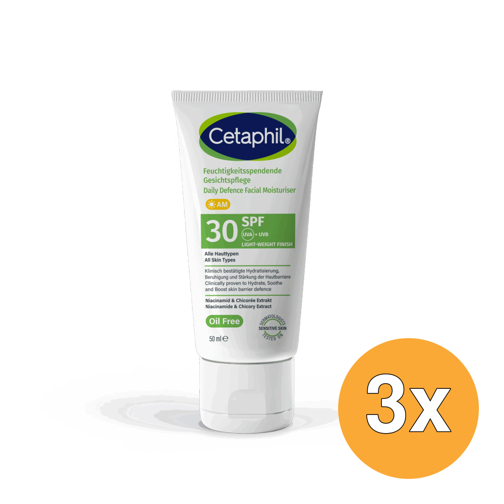 3x Cetaphil Daily Defence Facial Moisturizer SPF30+ (50 ml)