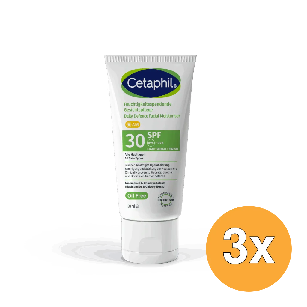 3x Cetaphil Daily Defence Facial Moisturizer SPF30+ (50 ml)