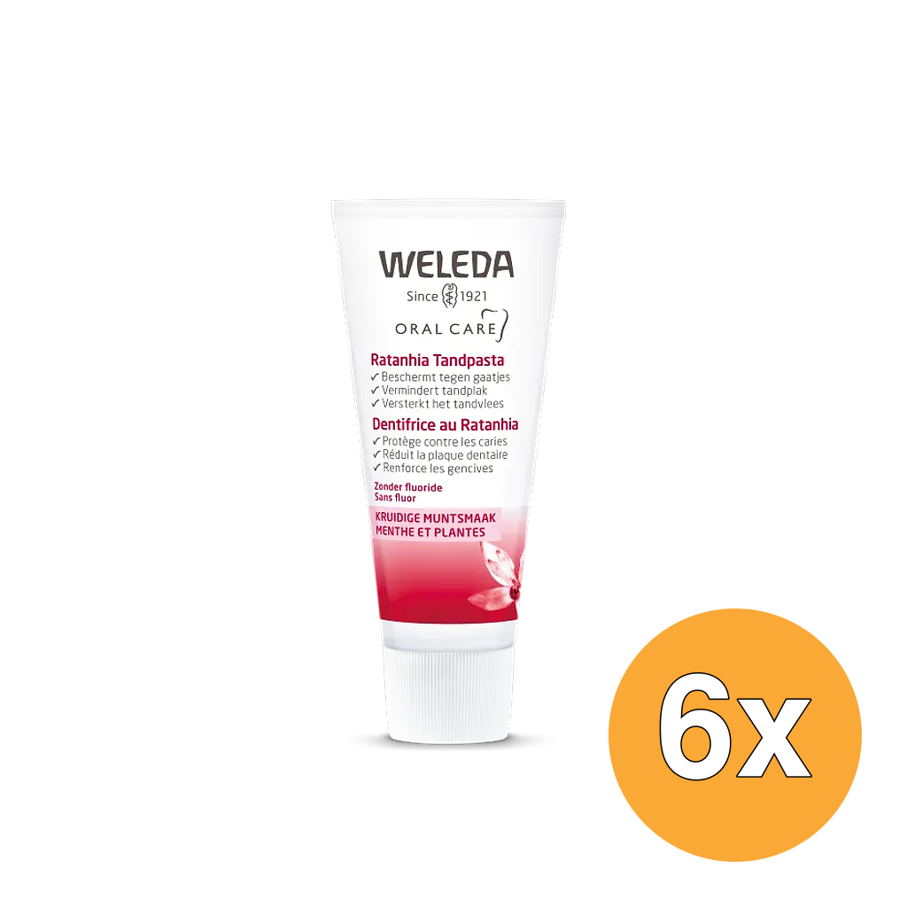 6x WELEDA Oral care ratanhia tandpasta (75 ml)