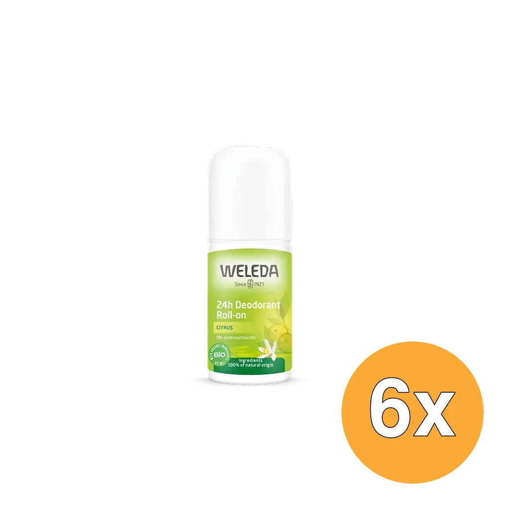 6x WELEDA 24H Deodorant Roll On citrus (50 ml)