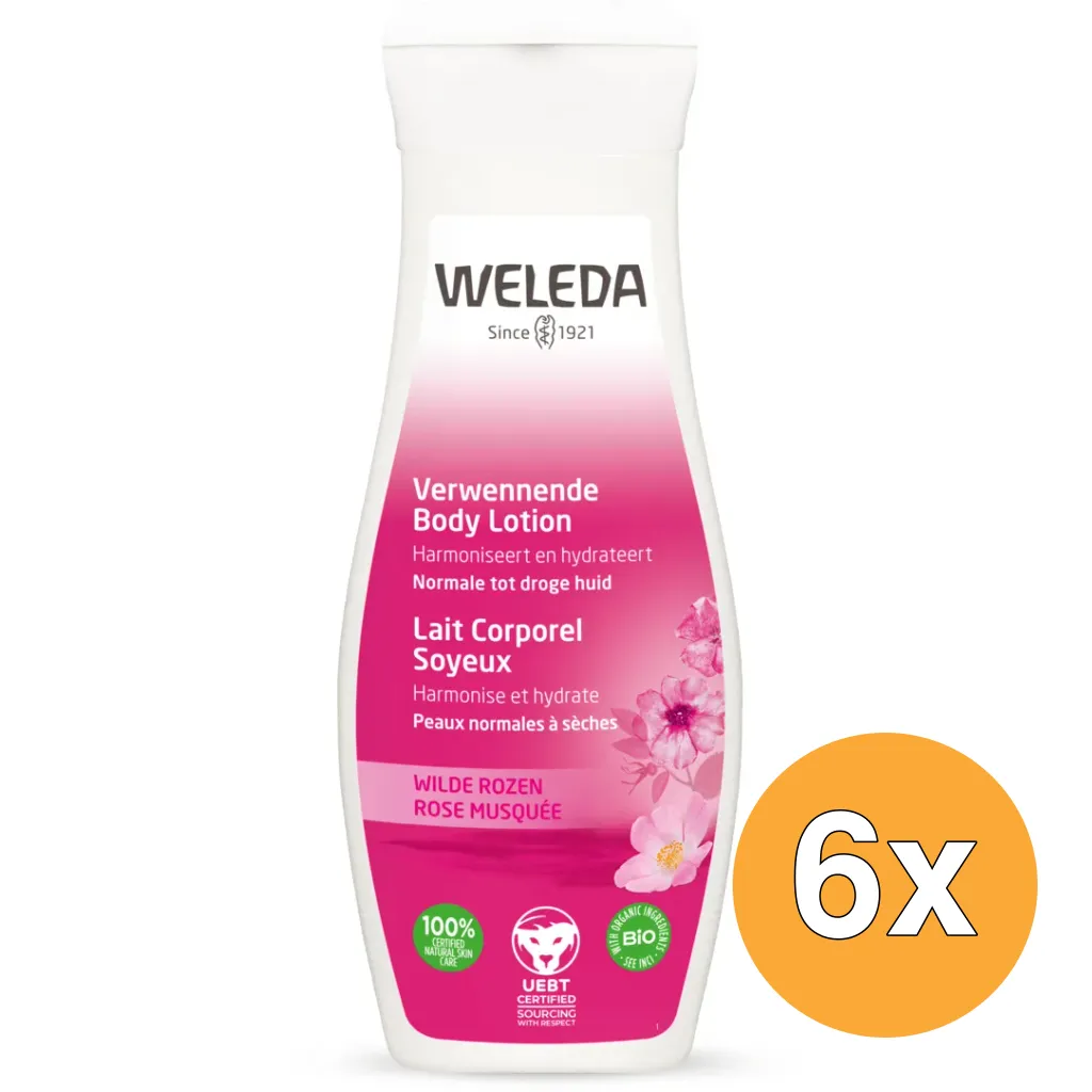 6x WELEDA Wilde rozen verwennende bodylotion (200 ml)