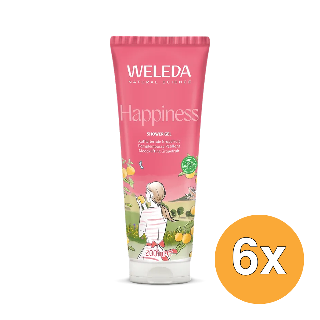 6x Weleda Aroma Shower Happiness Douchegel (200 ml)