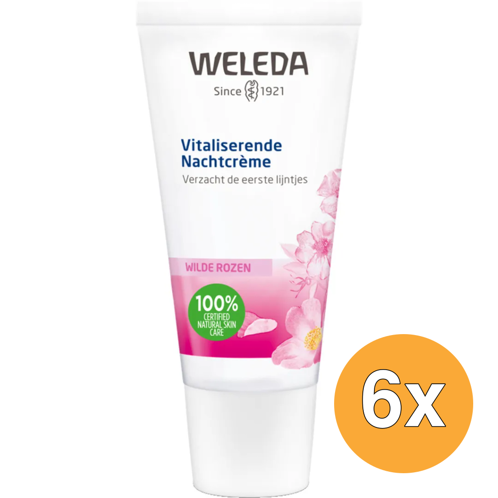 6x WELEDA Wilde rozen vitaliserende nachtcreme (30 ml)