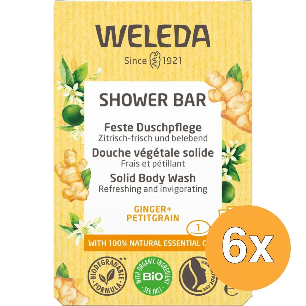 6x WELEDA Shower bar ginger + pititgrain (75 gr)