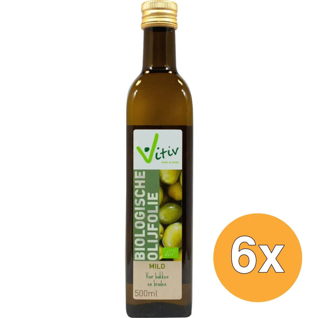 6x Vitiv Olijfolie Mild Bakken En Braden Bio (500 ml)