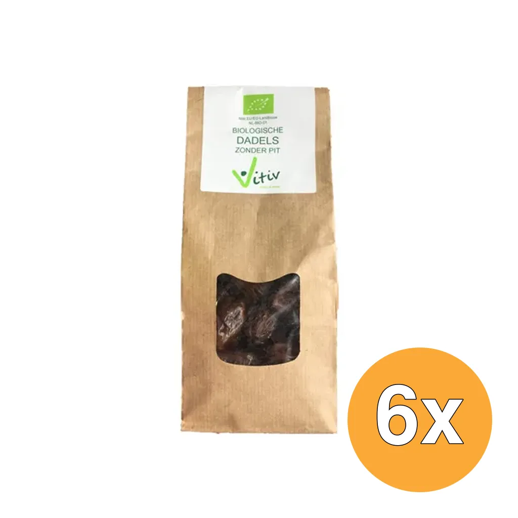 6x Vitiv Dadels Zonder Pit Bio (500 gr)