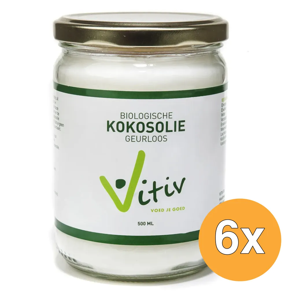 6x Vitiv Kokosolie Geurloos Bio (500 ml)