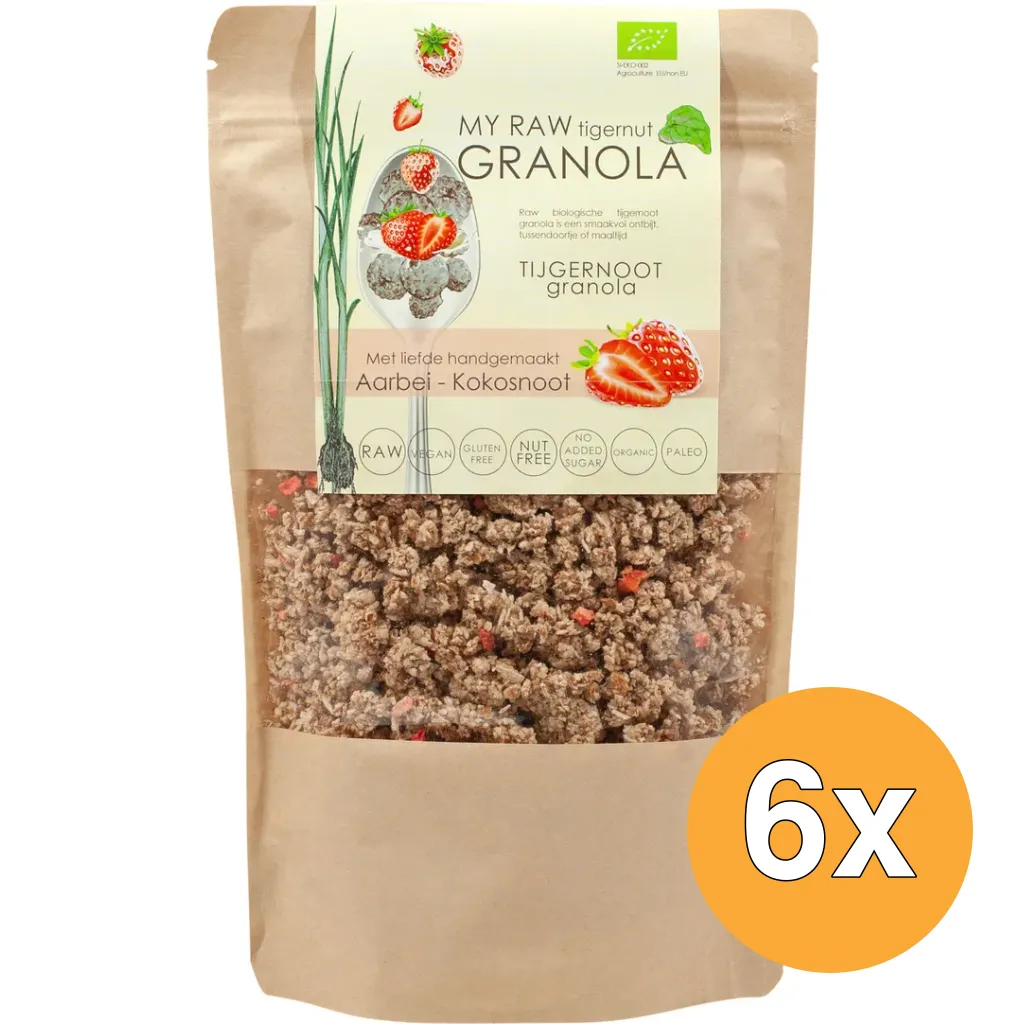 6x Vitiv Tijgernootgranola Aardbei/Kokosnoot Bio (230 gr)