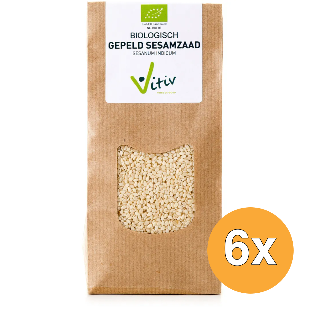 6x Vitiv Sesamzaad Wit Gepeld Bio (500 gr)