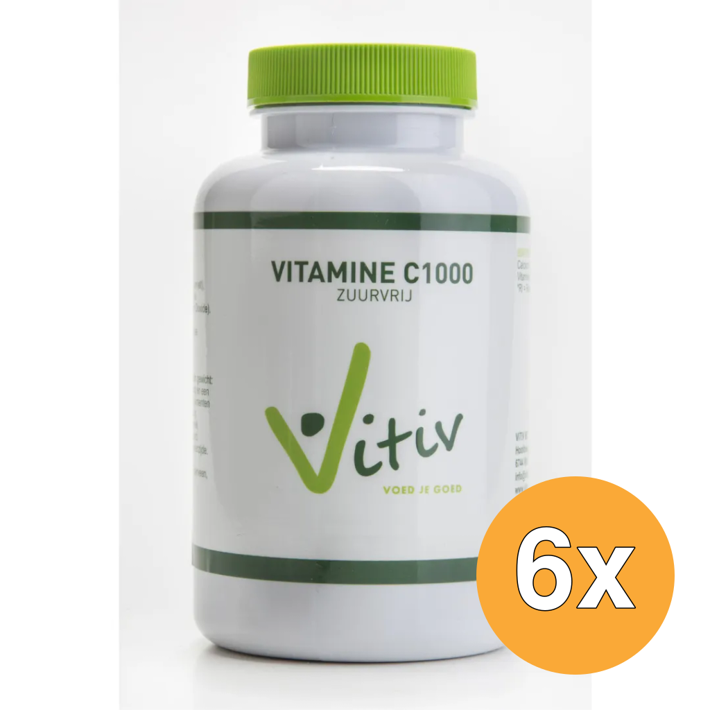 6x Vitiv Vitamine C1000 Zuurvrij (200 tabletten)