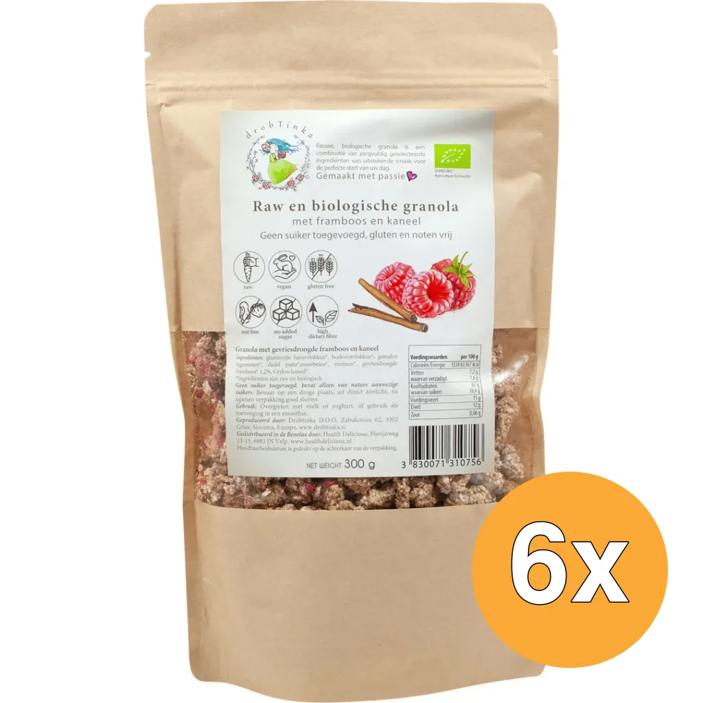 6x Vitiv Tijgernootgranola Framboos Kaneel Bio (300 gr)