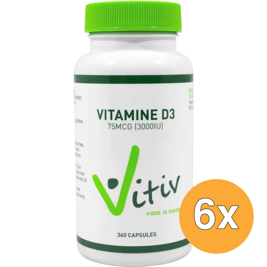 6x Vitiv Vitamine D3 3000Iu (360 capsules)