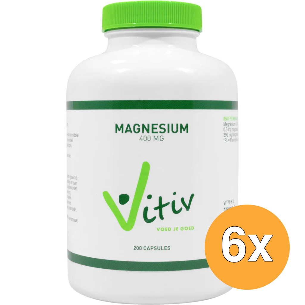 6x Vitiv Magnesium 400 Mg (200 capsules)