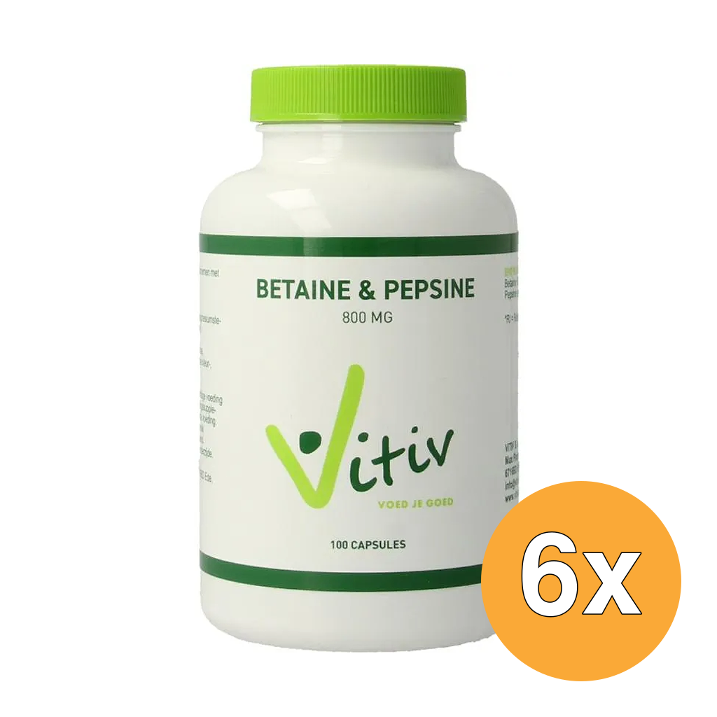 6x Vitiv Betaine Hcl & Pepsine (100 capsules)