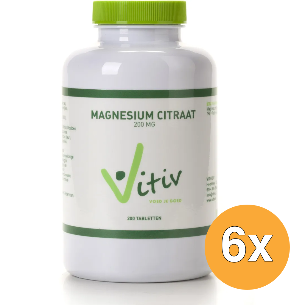 6x Vitiv Magnesium Citraat 200 Mg (200 tabletten)
