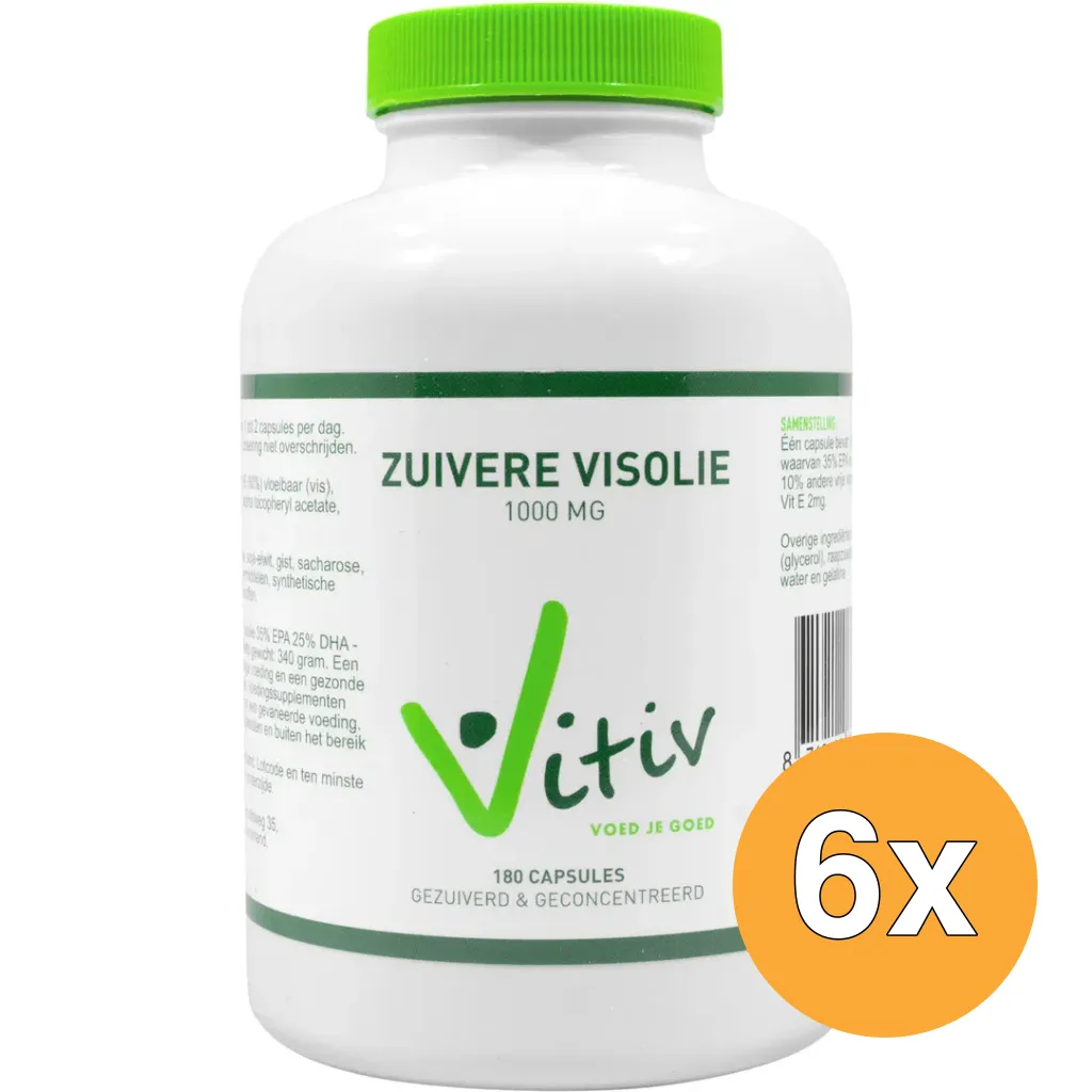 6x Vitiv Zuivere Visolie 1000Mg (180 capsules)