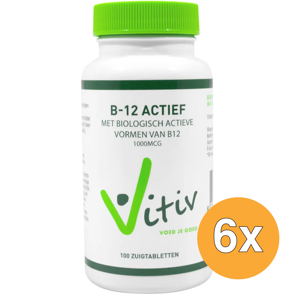 6x Vitiv Vitamine B12 Actief (100 zuigtabletten)