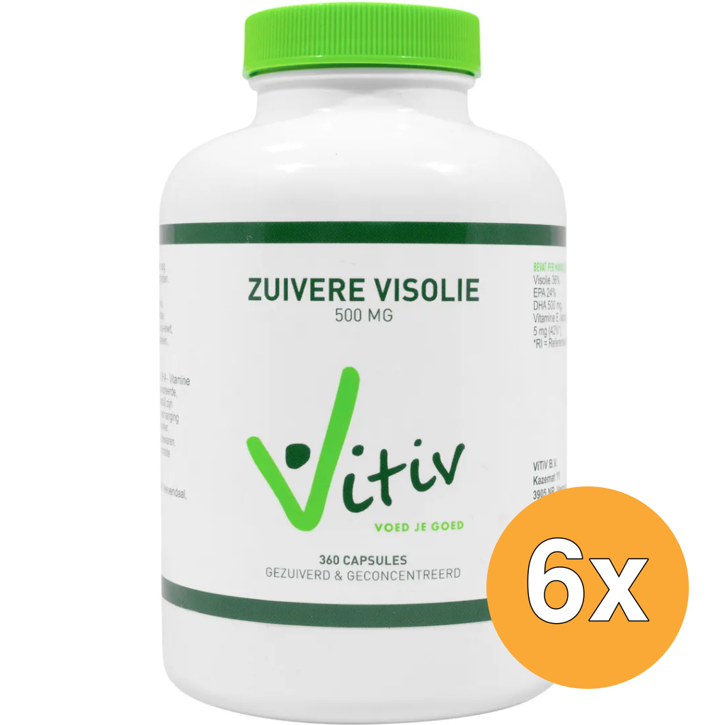 6x Vitiv Zuivere Visolie 500Mg (360 capsules)
