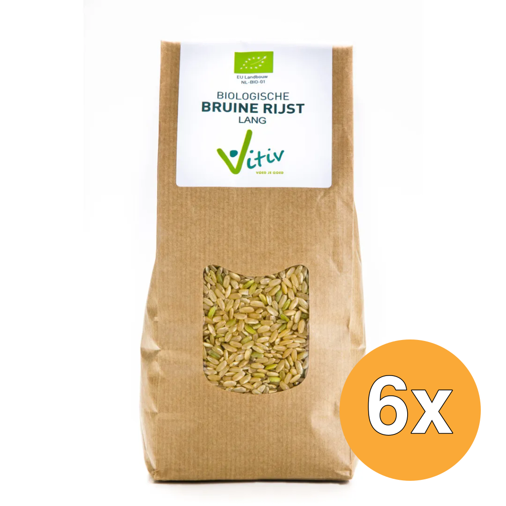 6x Vitiv Rijst Bruin Lang Bio (1000 gr)