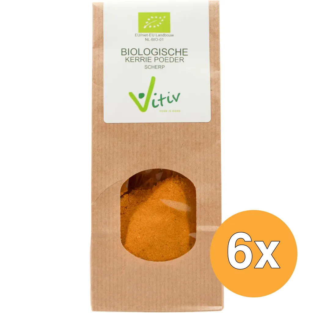 6x Vitiv Kerrie Poeder Scherp Bio (50 gr)