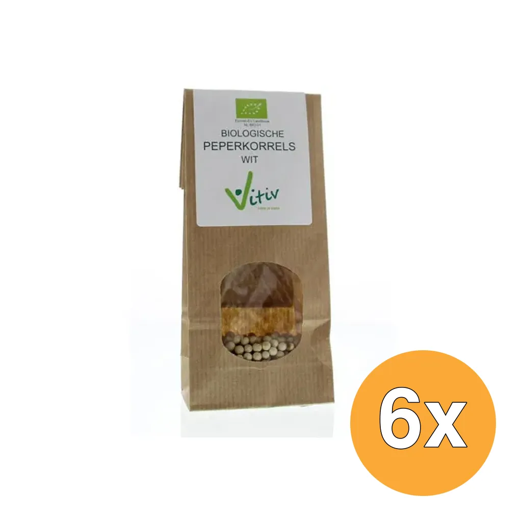 6x Vitiv Peperkorrels Wit Bio (40 gr)
