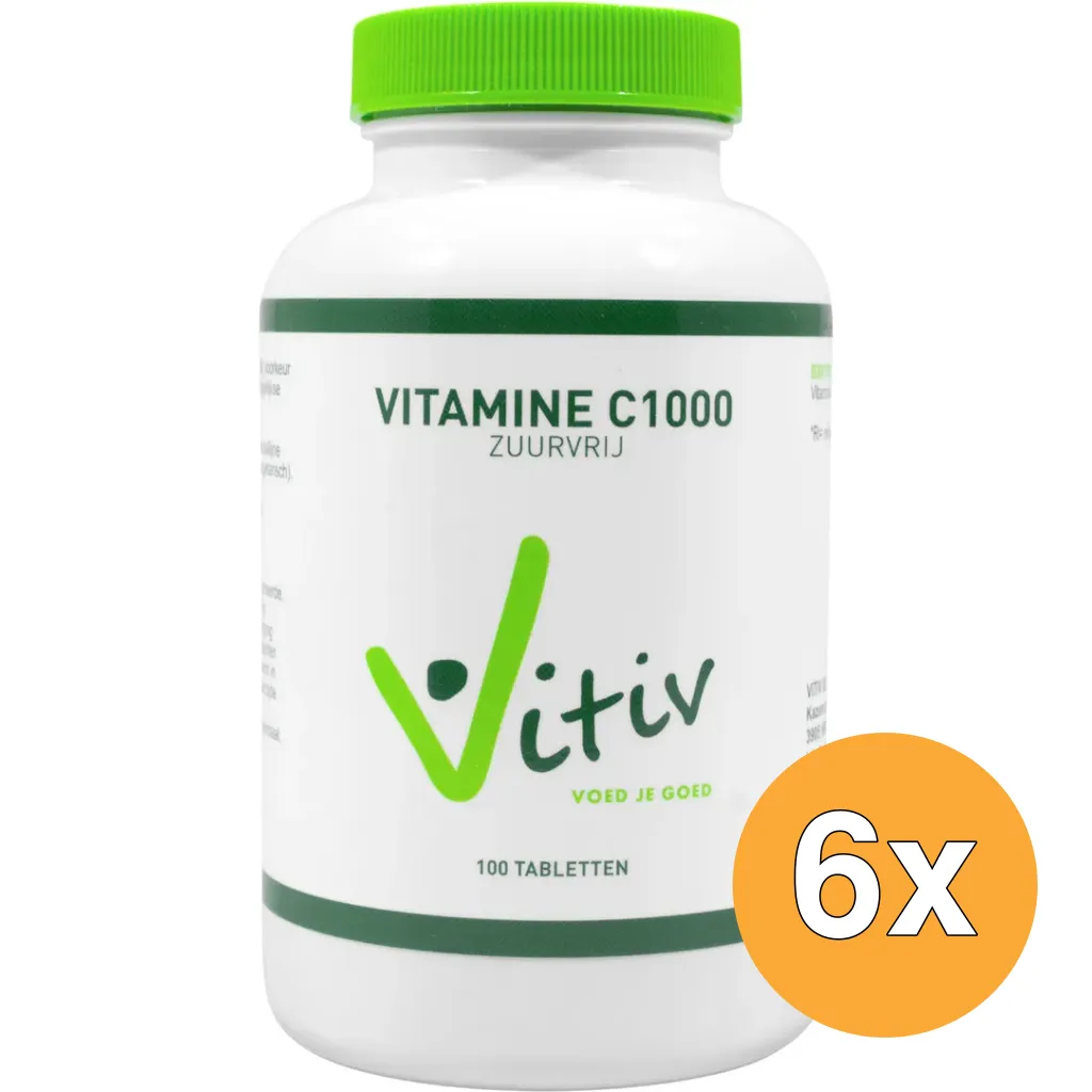 6x Vitiv Vitamine C1000 Zuurvrij (100 tabletten)
