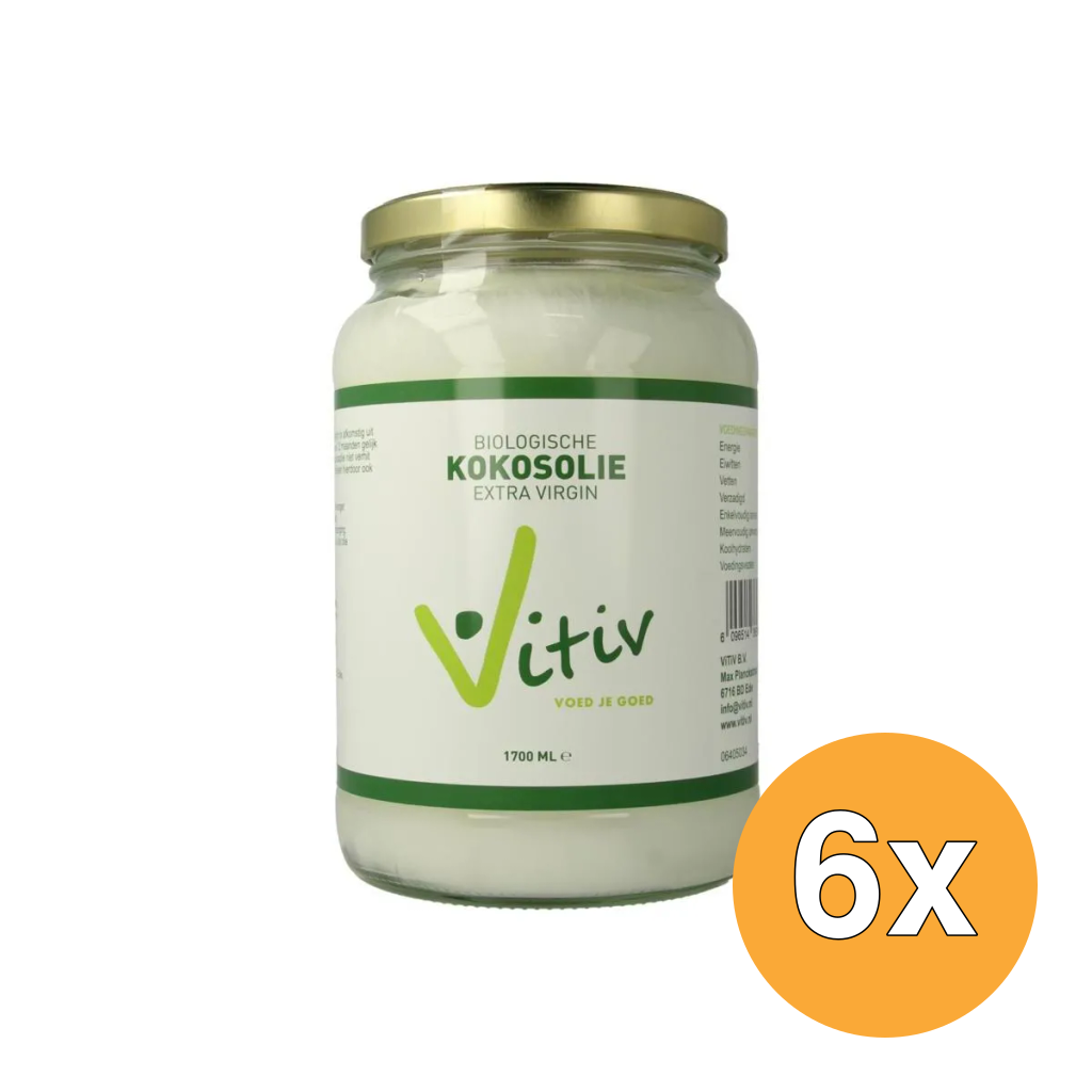 6x Vitiv Kokosolie Extra Virgin Bio (1700 ml)