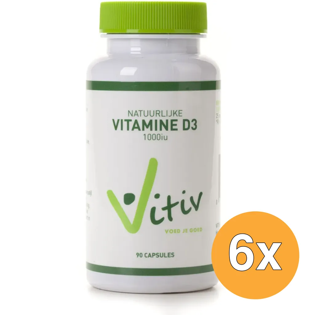 6x Vitiv Vitamine D3 1000Iu (90 capsules)