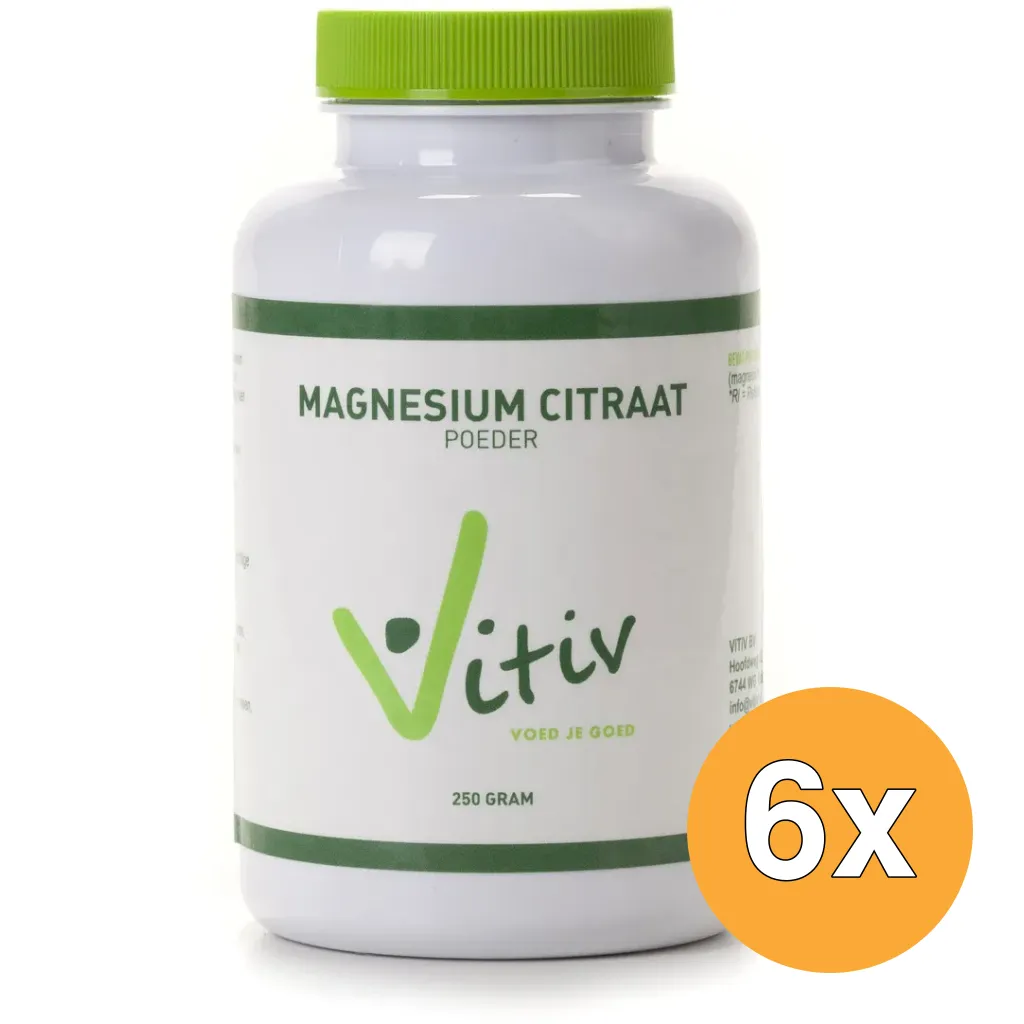 6x Vitiv Magnesium Citraat Poeder (250 gr)