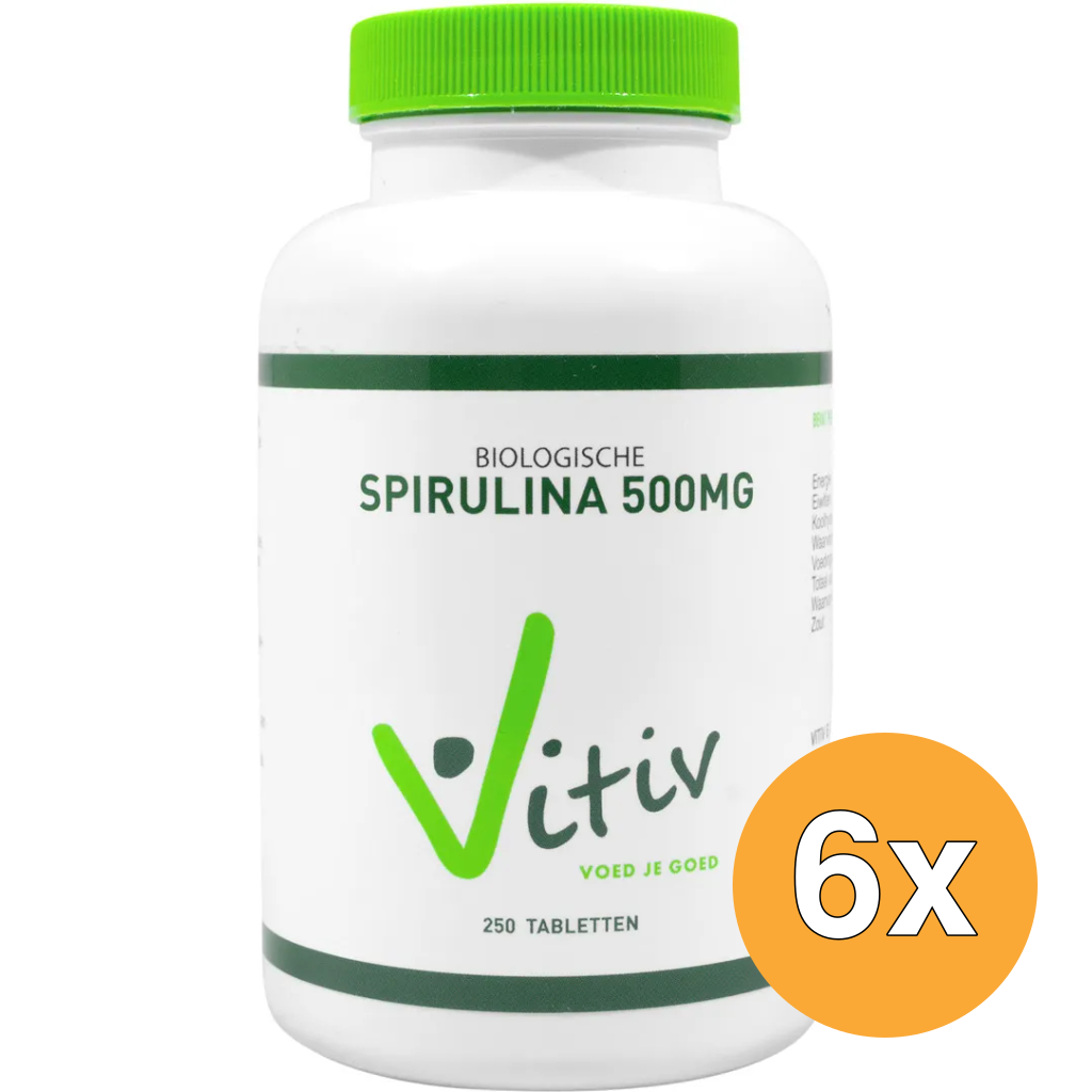 6x Vitiv Spirulina 500 Mg Bio (250 tabletten)