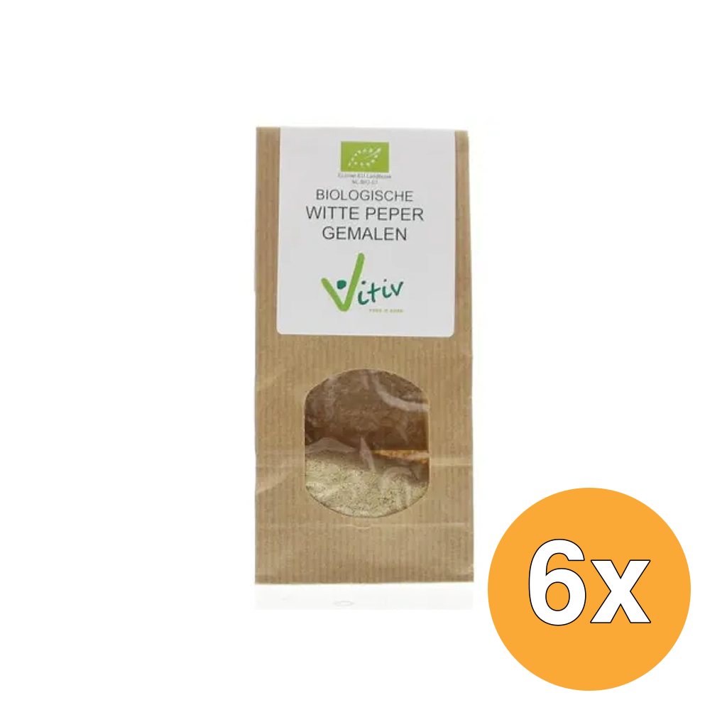 6x Vitiv Peper Wit Gemalen Bio (40 gr)