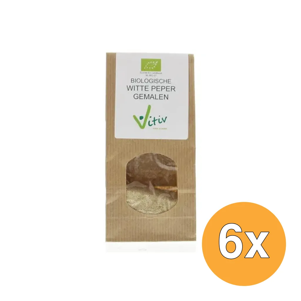 6x Vitiv Peper Wit Gemalen Bio (40 gr)