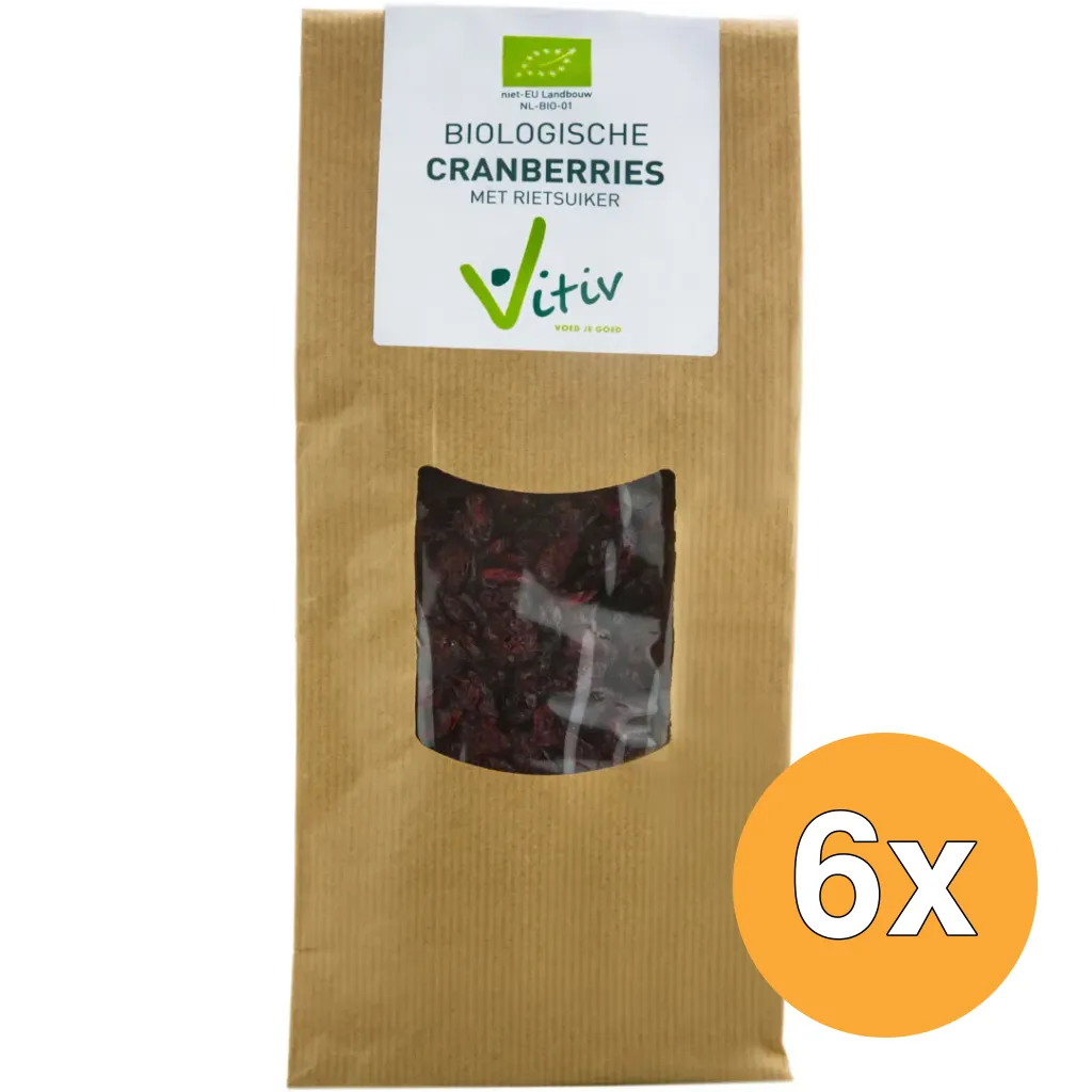 6x Vitiv Cranberries Rietsuiker Bio (250 gr)