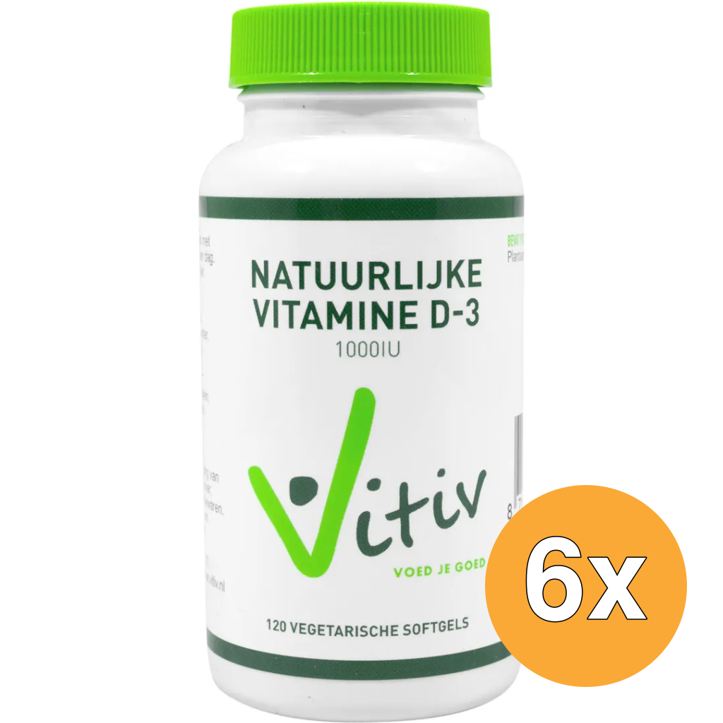 6x Vitiv Vitamine D3 1000Iu 25Mcg Vega (240 vega capsules)