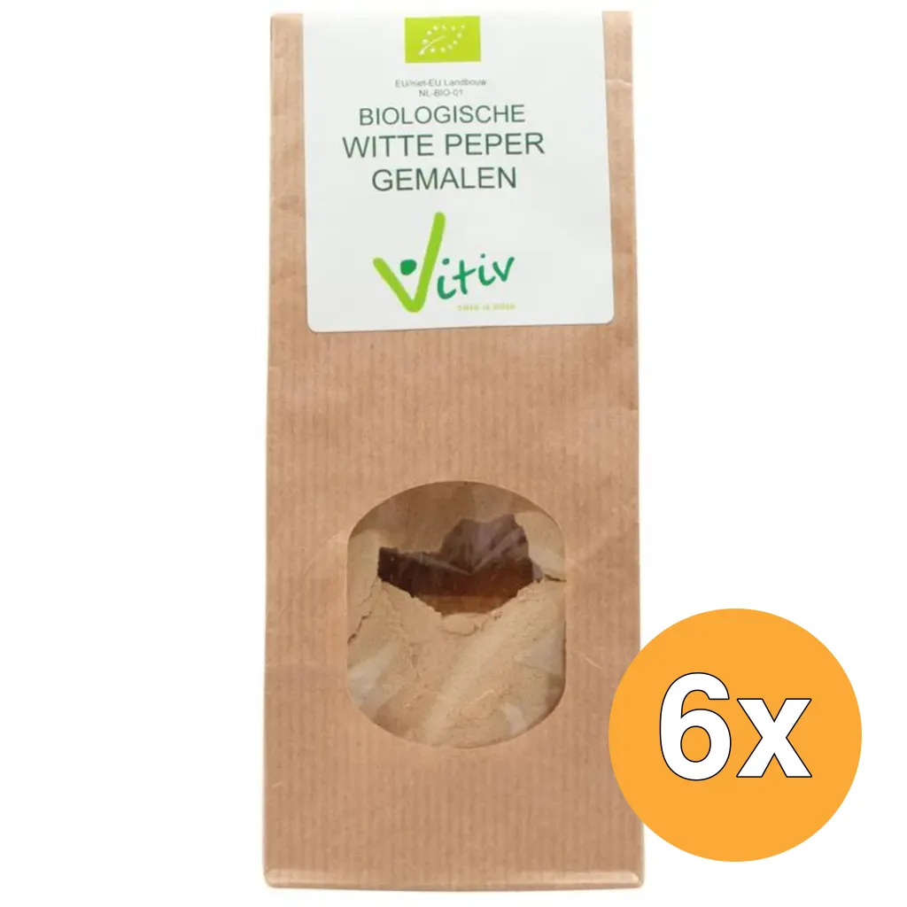 6x Vitiv Peper Gemalen Wit Bio (1000 gr)