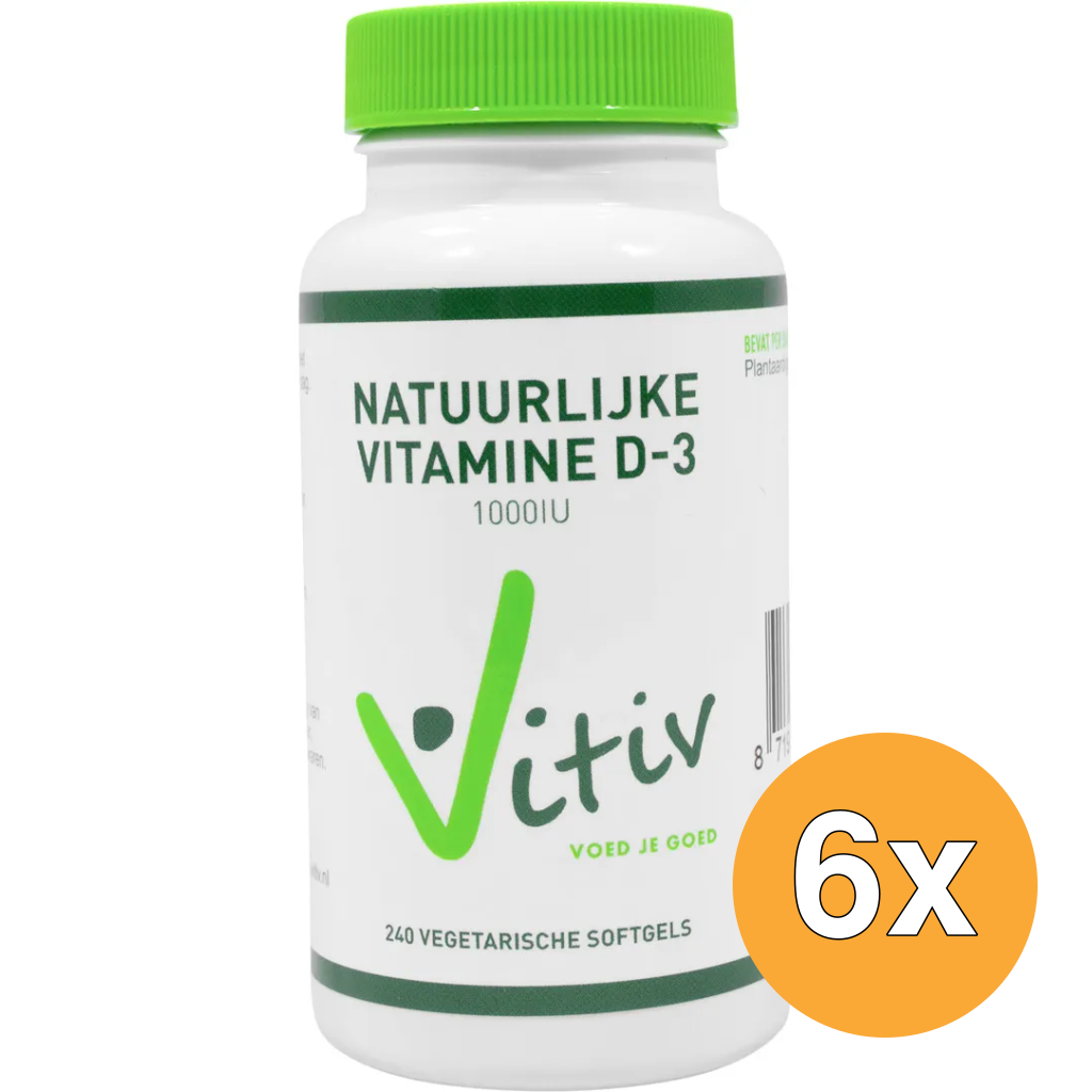6x Vitiv Vitamine D3 1000Iu 25Mcg Vega (120 vega capsules)