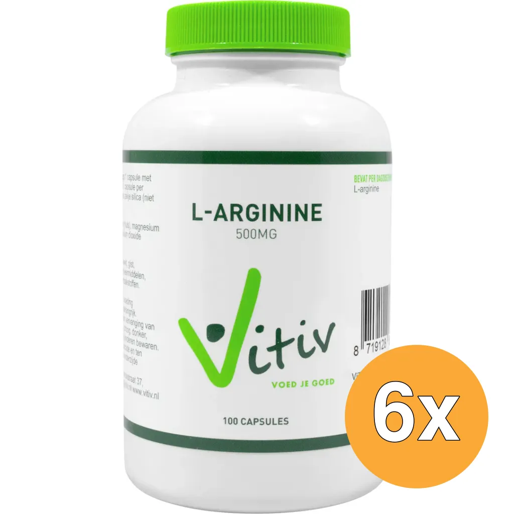 6x Vitiv L-Arginine 500 Mg (100 capsules)