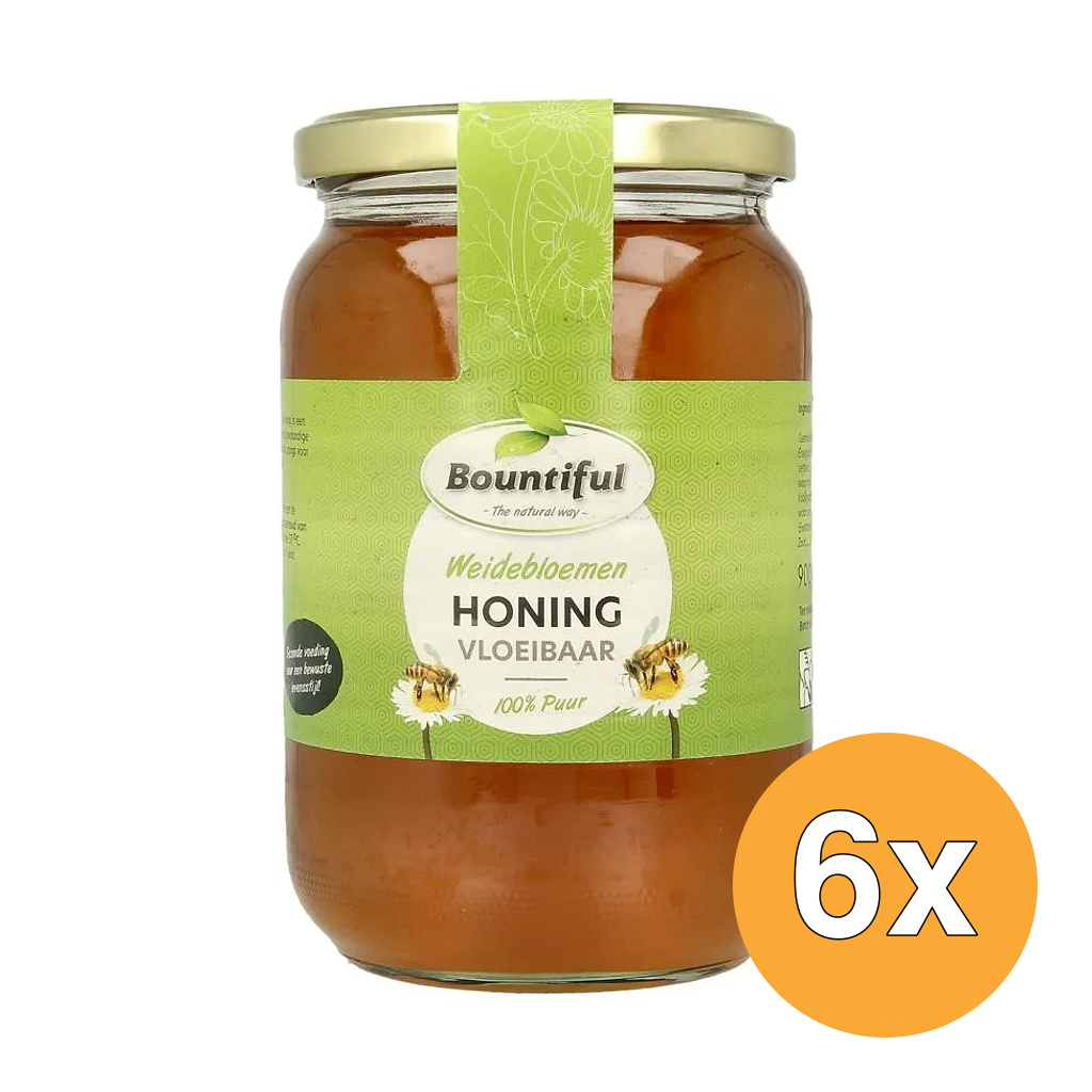 6x Bountiful Weidebloemen honing vloeibaar (900 gr)