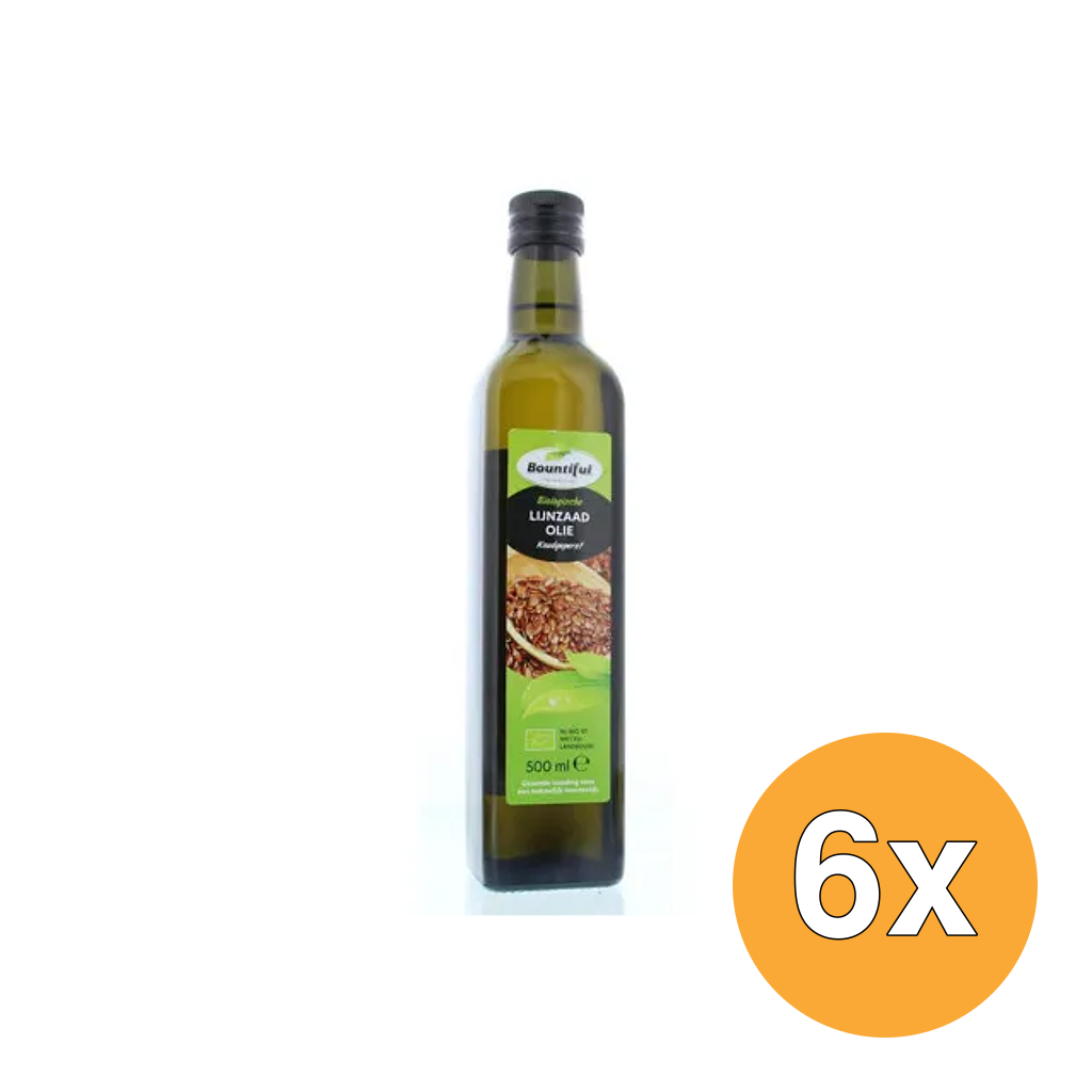 6x Bountiful Lijnzaadolie Bio (500 ml)