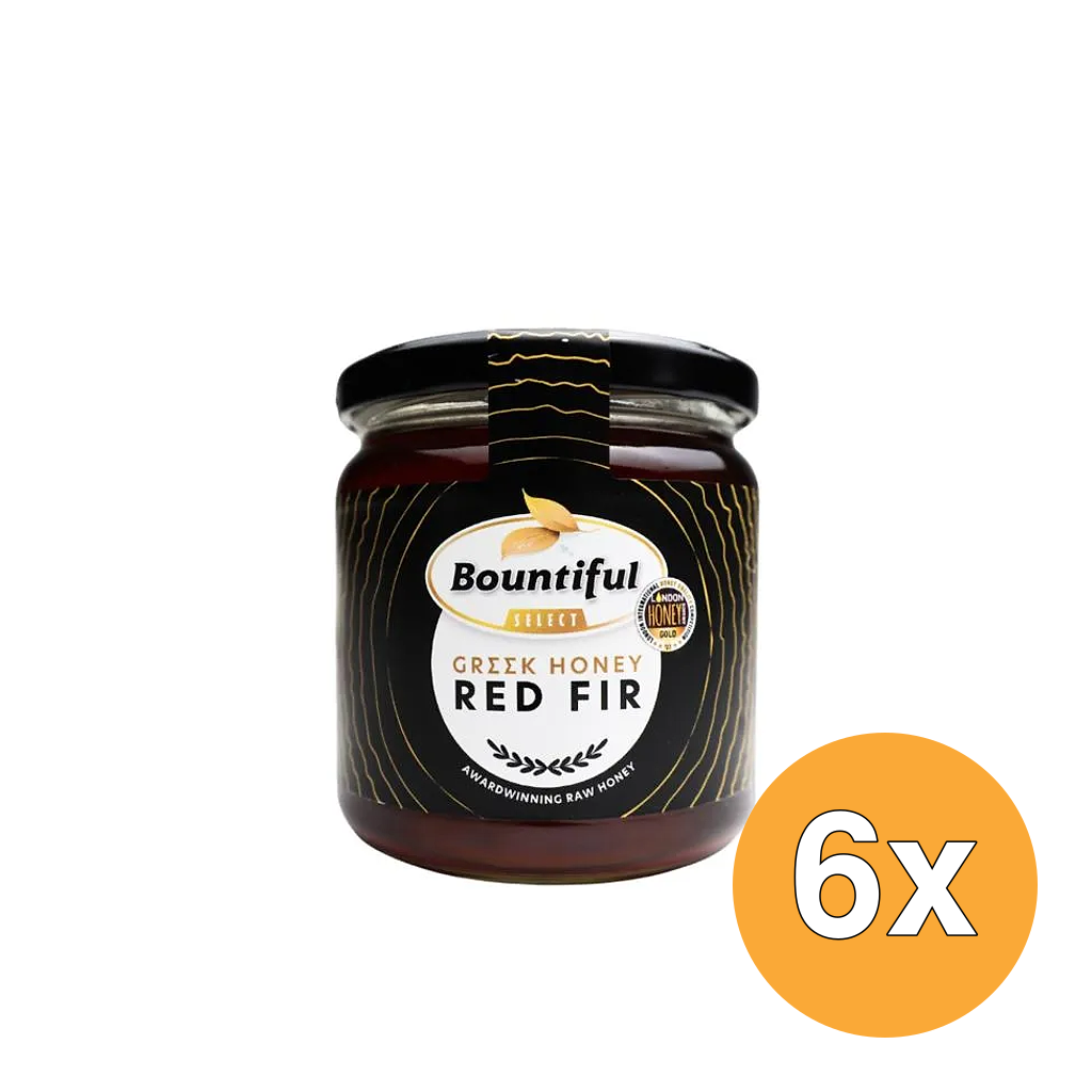 6x Bountiful Griekse Rauwe Honing Red Fir/Rode Spar (500 gr)