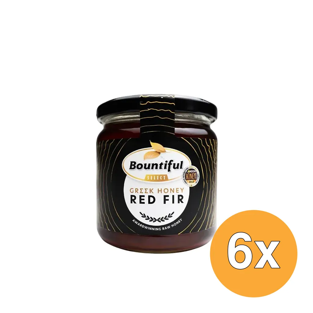 6x Bountiful Griekse Rauwe Honing Red Fir/Rode Spar (500 gr)