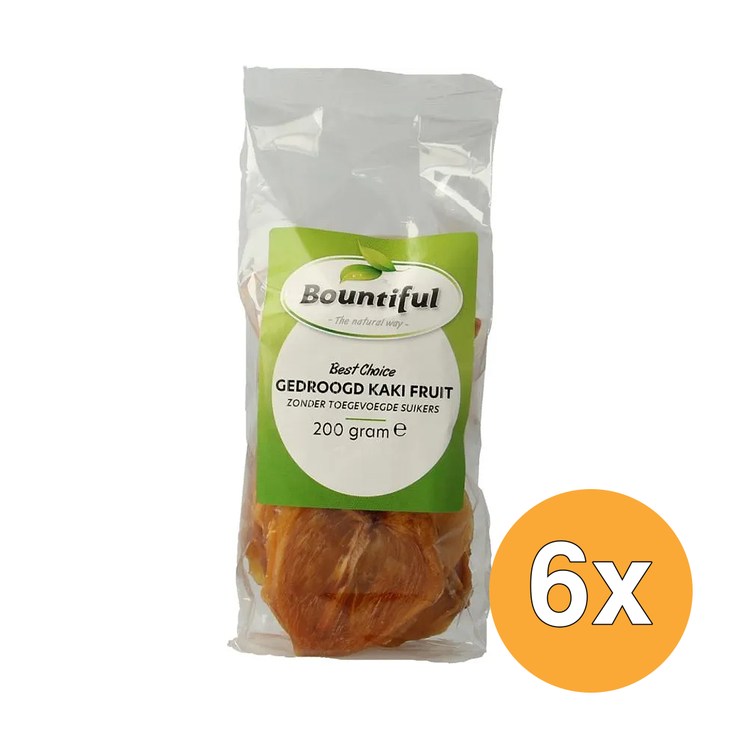 6x Bountiful Kaki Fruit Gedroogd Zonder Suiker (200 gr)