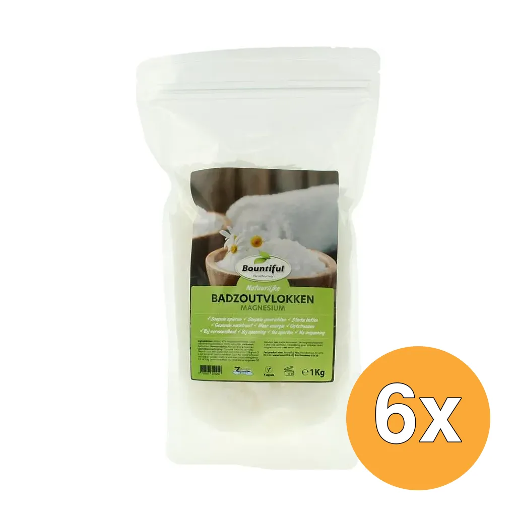 6x Bountiful Magnesium badzoutvlokken (1000 gr)