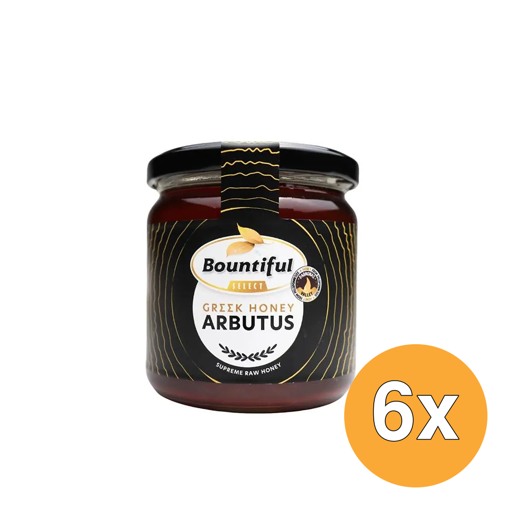 6x Bountiful Griekse Rauwe Honing Arbutus (500 gr)