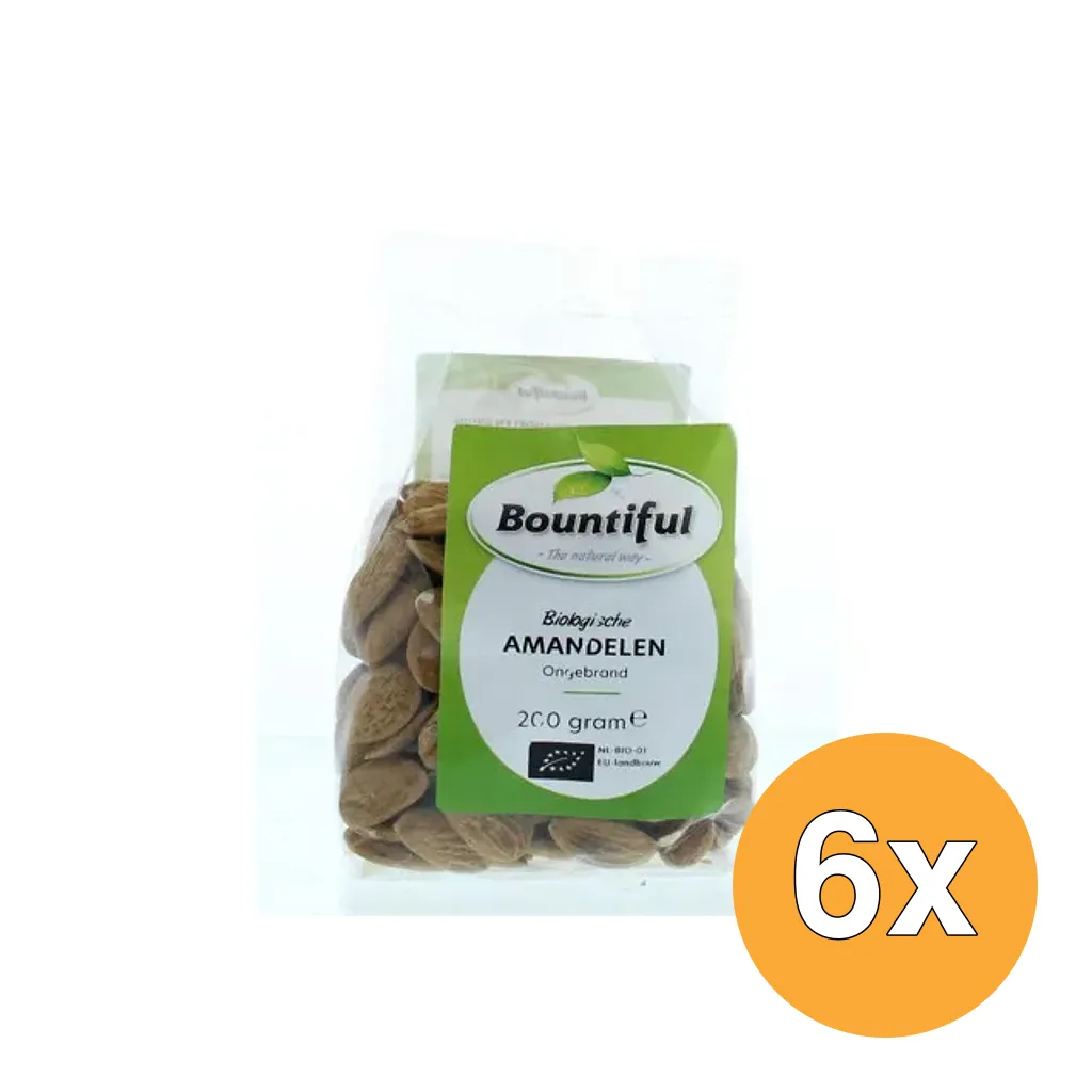 6x Bountiful Amandelen Ongebrand Bio (200 gr)
